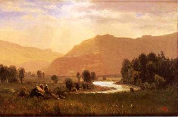 阿爾伯特 比爾施塔特 Figures in a Hudson River Landscape 阿爾伯特 比爾施塔特 Figures in a Hudson River Landscape